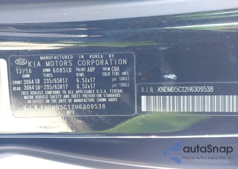 2017 Kia Sedona Lx из США, поврежденный, VIN KNDMB5C12H6309538